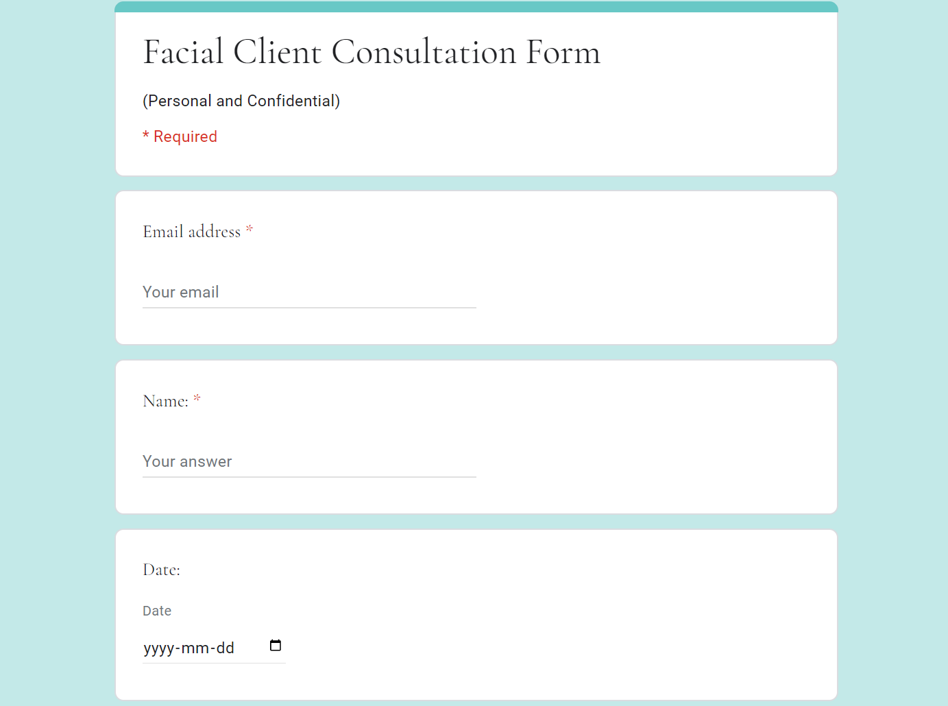 Facial Consultation Form